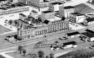 Restored bird’s eye view of Birmingham, Alabama in 1885