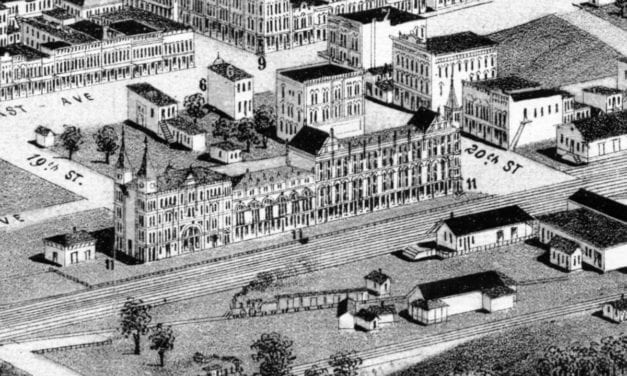 Restored bird’s eye view of Birmingham, Alabama in 1885