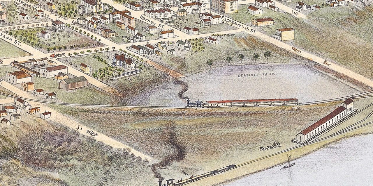 Beautifully restored map of Omaha, Nebraska from 1868