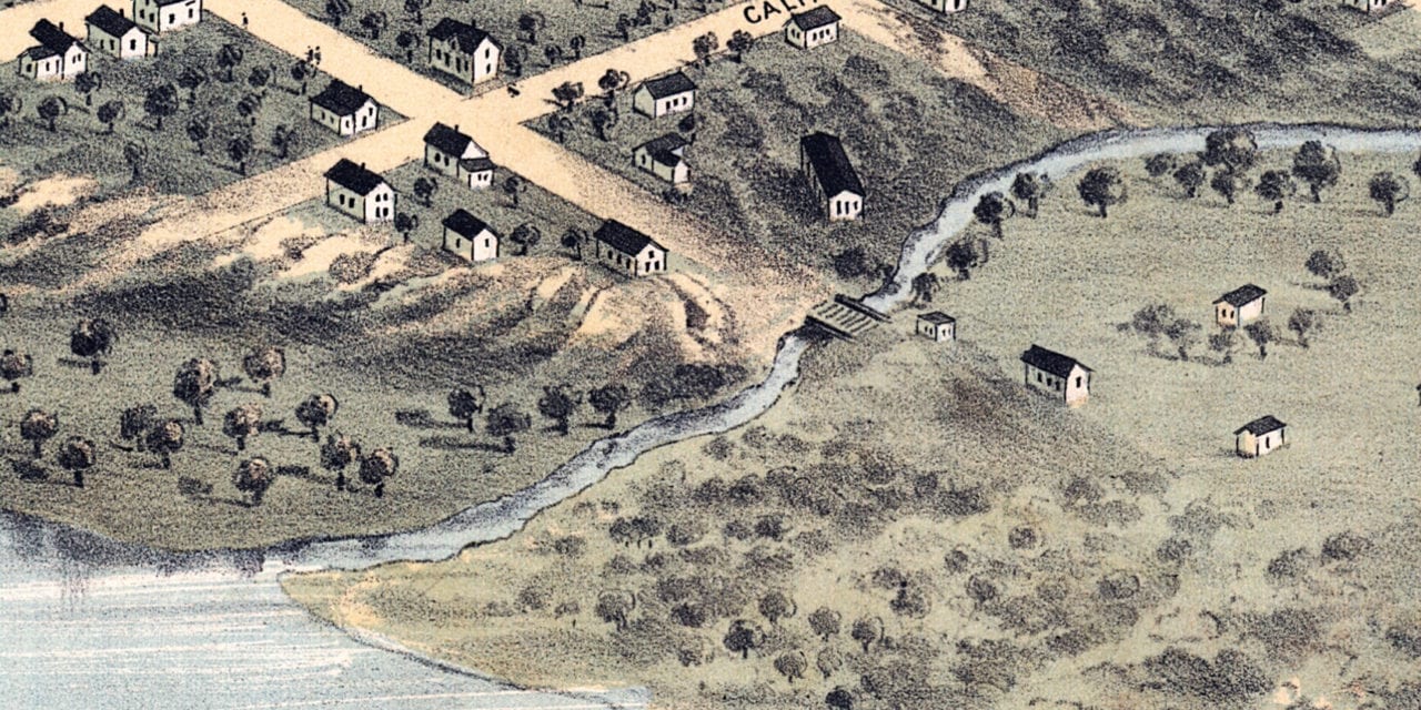 Beautifully restored map of Nebraska City, Nebraska in 1868