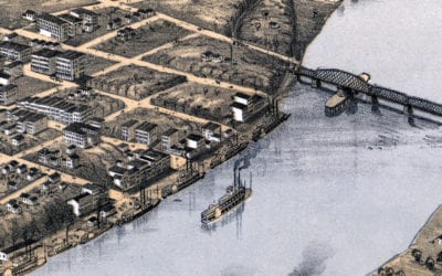 Beautifully restored map of Kansas City, Missouri from 1869