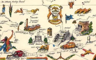 Map of Historic Michigan, a one page history dedicated to the Old Timers, 1935