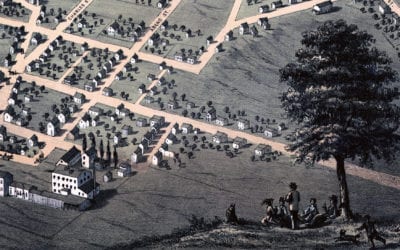 Historic bird’s eye view of Belleville, Illinois in 1867