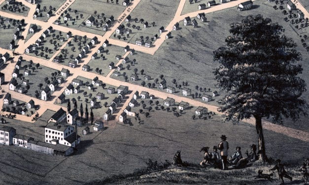 Historic bird’s eye view of Belleville, Illinois in 1867