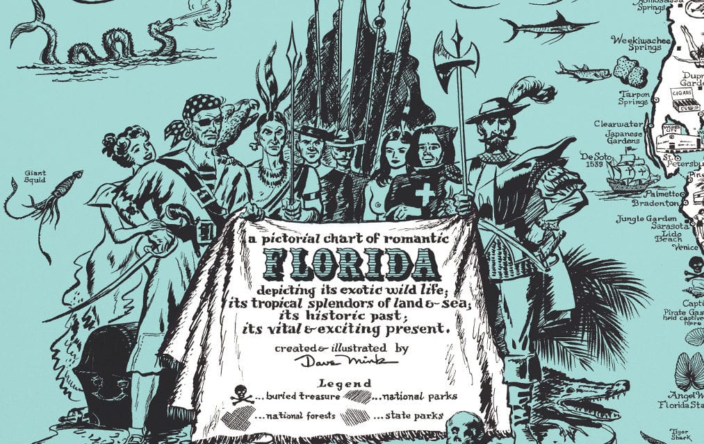 Vintage Map of Florida, a one page history dedicated to the Old Timers, 1951