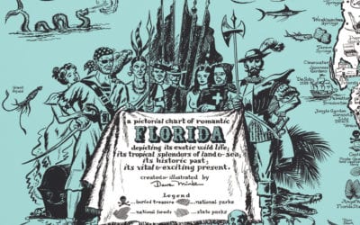 Vintage Map of Florida, a one page history dedicated to the Old Timers, 1951