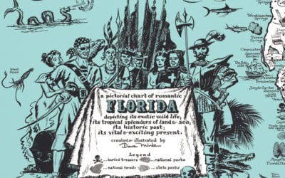 Vintage Map of Florida, a one page history dedicated to Old Timers, 1951
