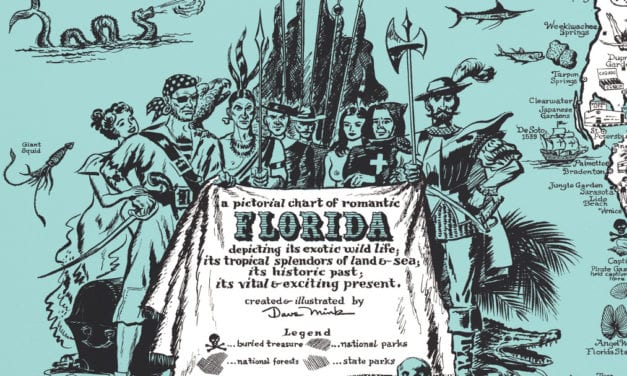 Vintage Map of Florida, a one page history dedicated to the Old Timers, 1951