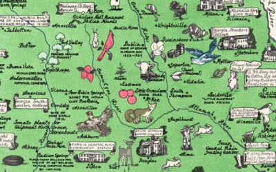 Vintage map of Georgia, one page history dedicated to the Old Timers