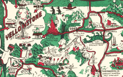 Whimsical Paint-Brush Map of Wyoming from 1938