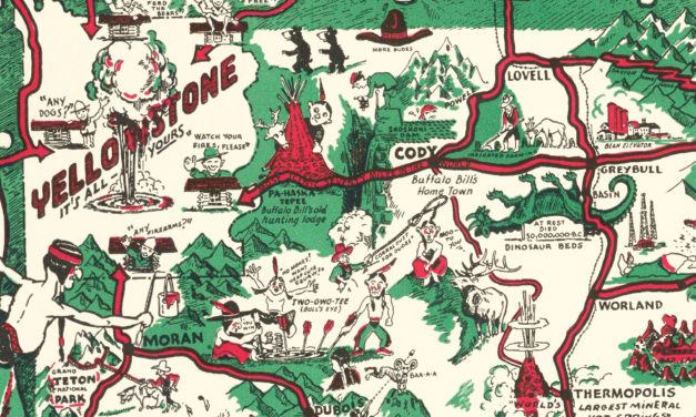 Whimsical Paint-Brush Map of Wyoming from 1938