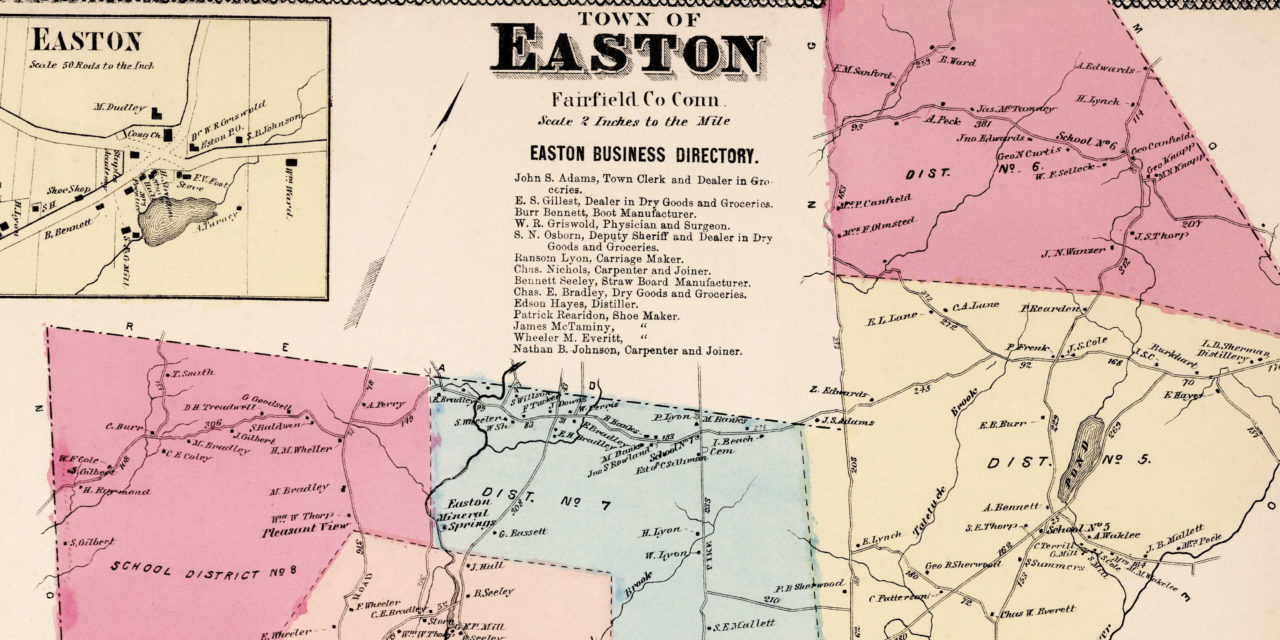 Vintage Property Map of Easton, Connecticut from 1867