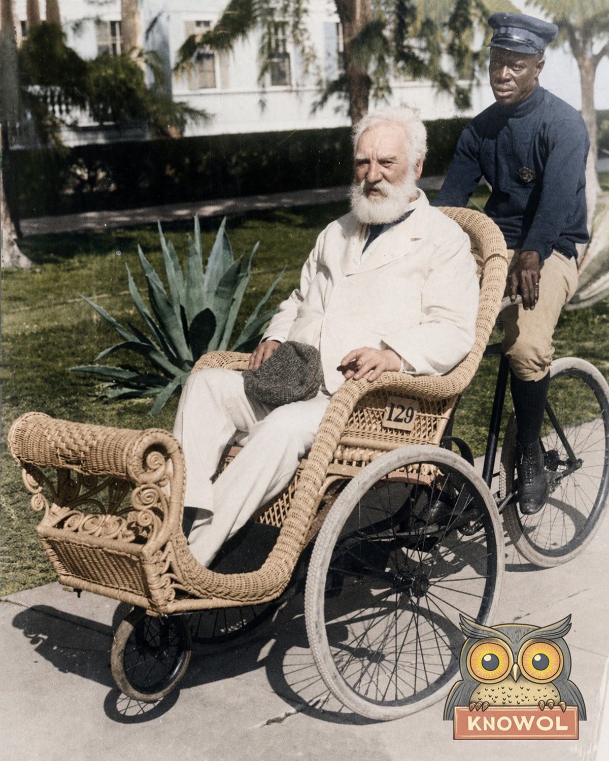 Alexander Graham Bell in Wheelchair, 1922 Colorized