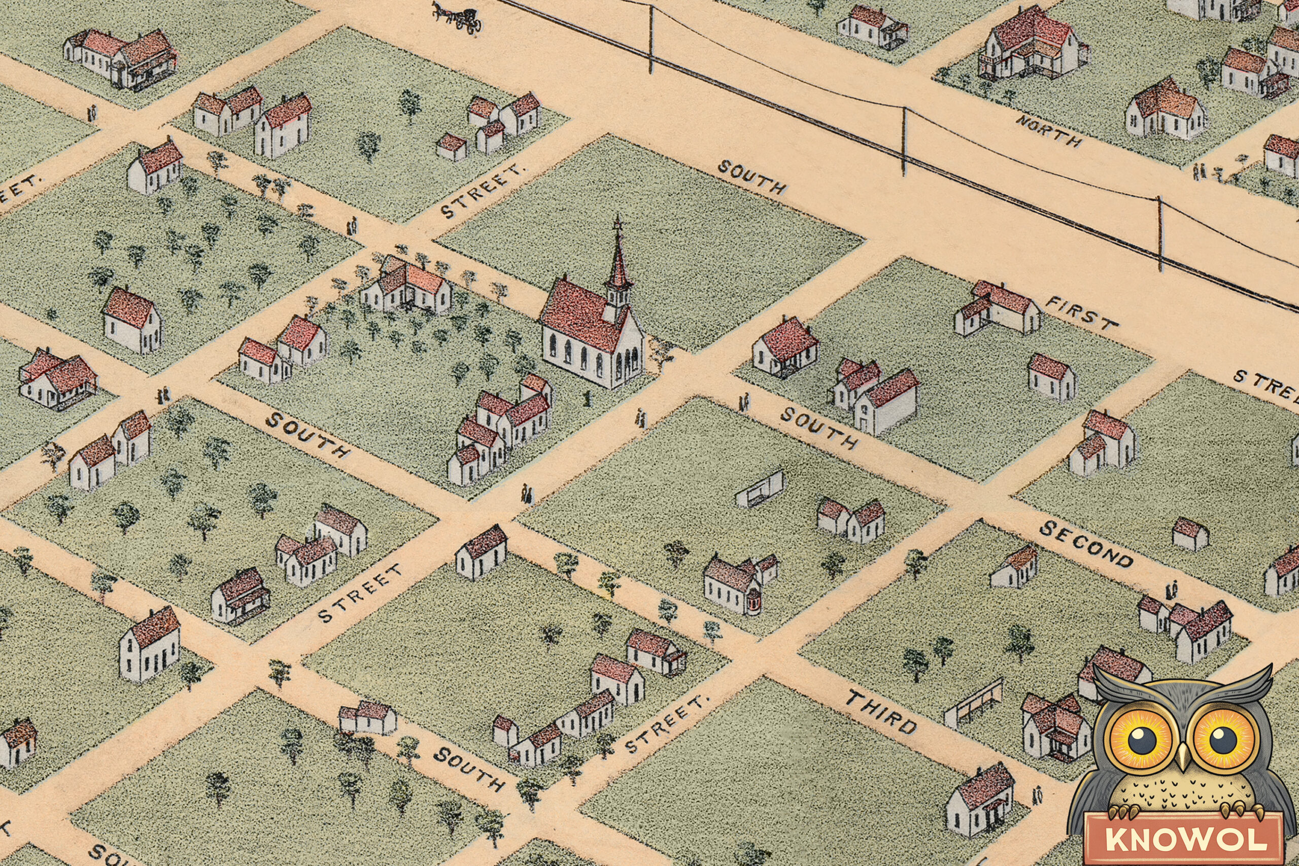 Map of Abilene Texas from 1883 - Restored and Colorized Version