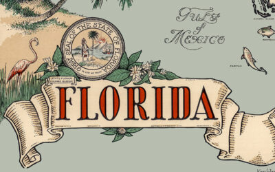 Vintage Map of Florida, Historic Pictorial Map from 1953