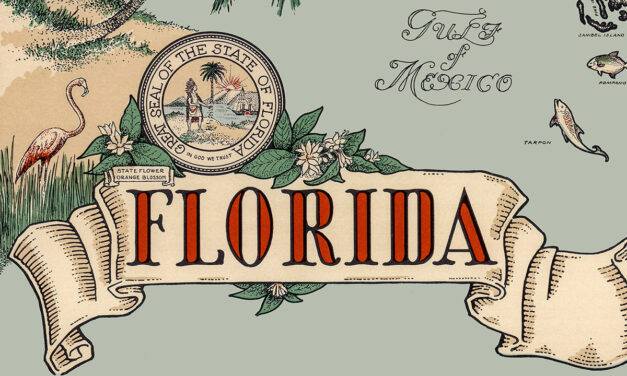 Vintage Map of Florida, Historic Pictorial Map from 1953
