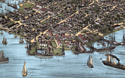 Beautifully colorized map of Key West, Florida from 1884