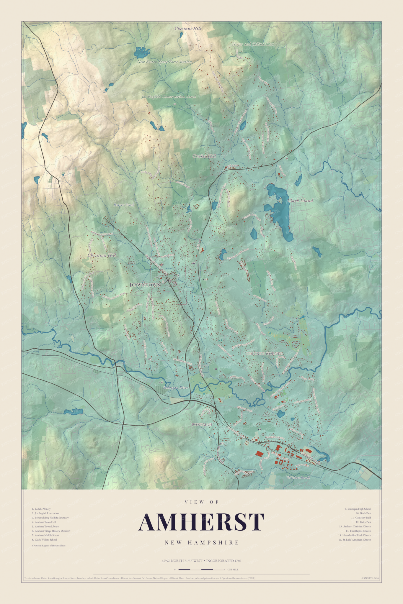 Map of Amherst, New Hampshire