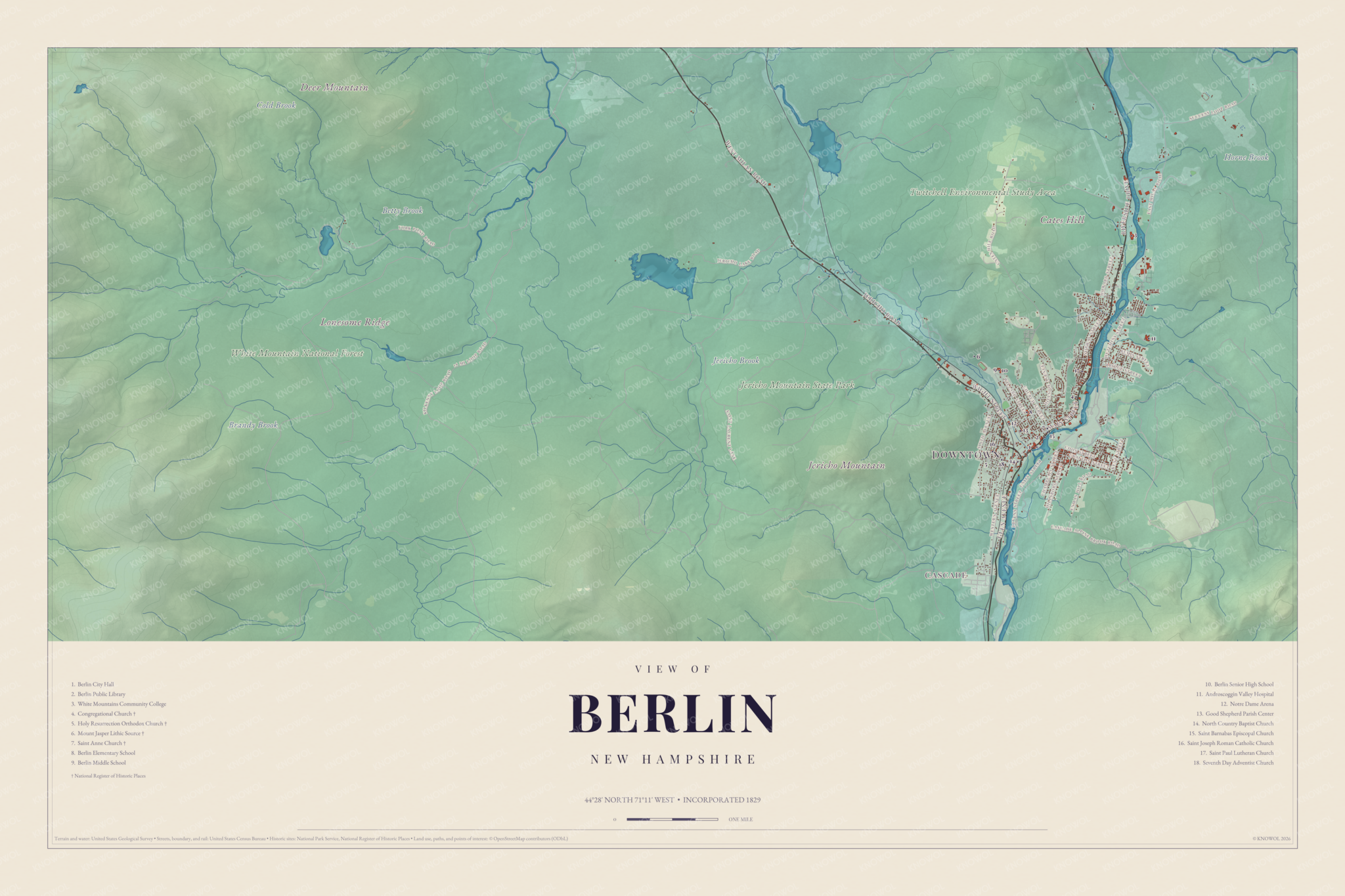 Map of Berlin, New Hampshire
