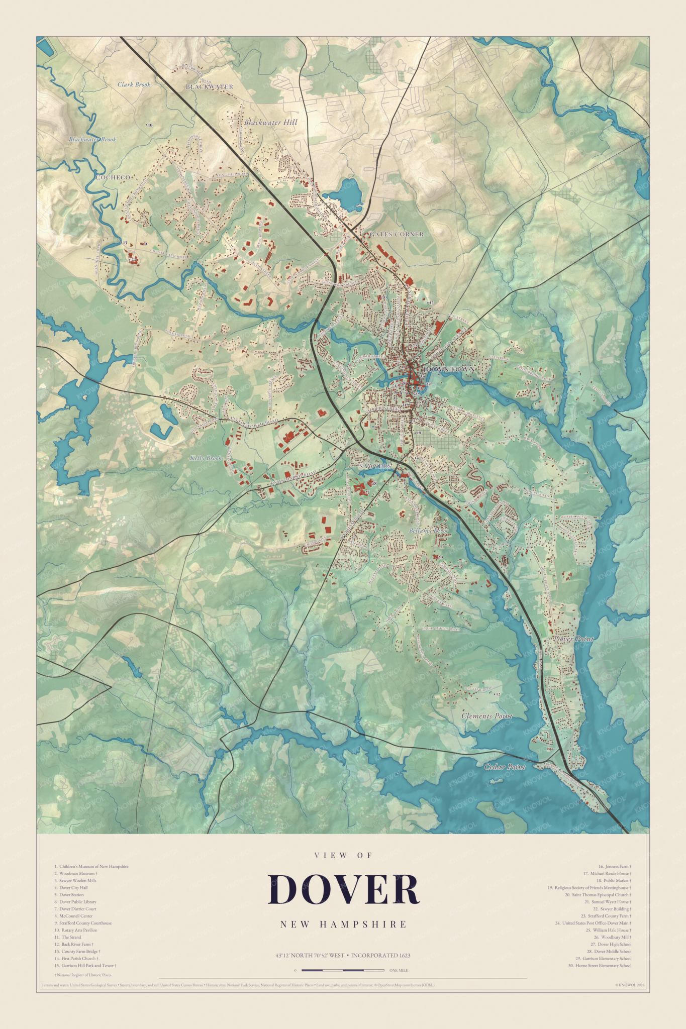 Map of Dover, New Hampshire