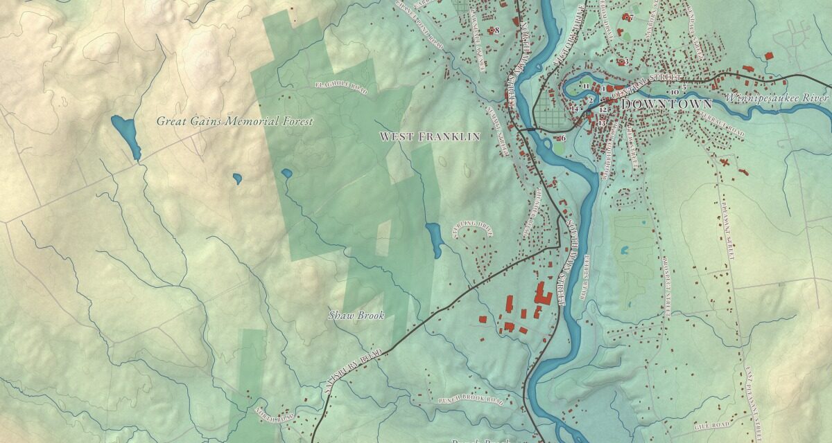 Beautifully Detailed Map of Franklin, New Hampshire