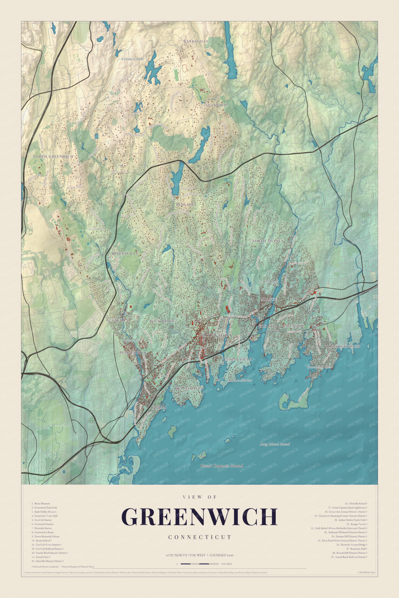 Map of Greenwich, Connecticut