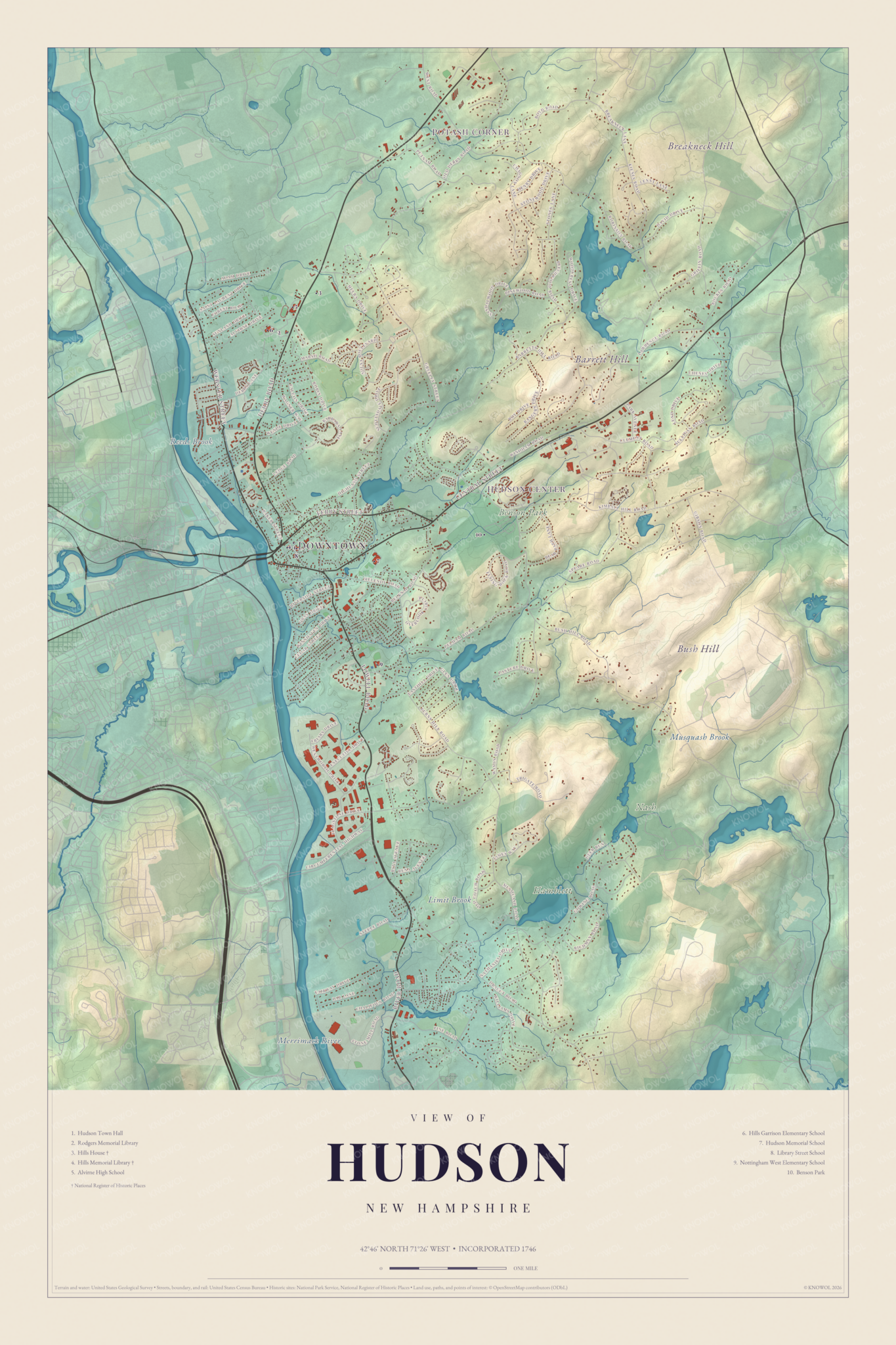 Map of Hudson, New Hampshire