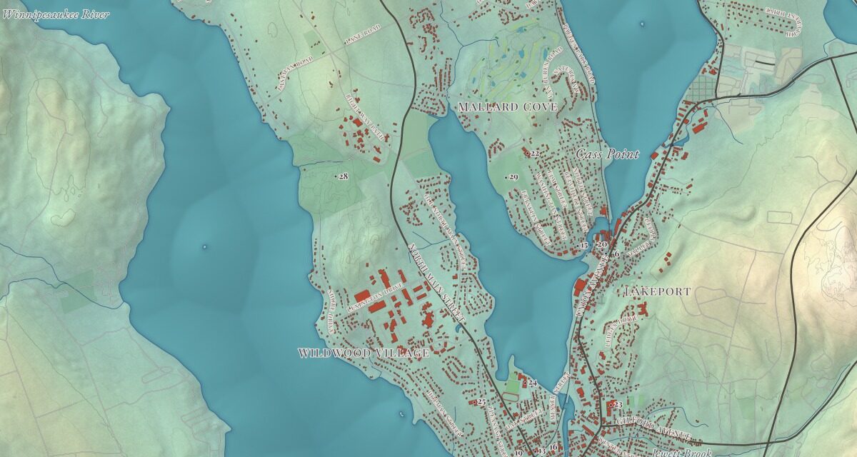 Beautifully Detailed Map of Laconia, New Hampshire