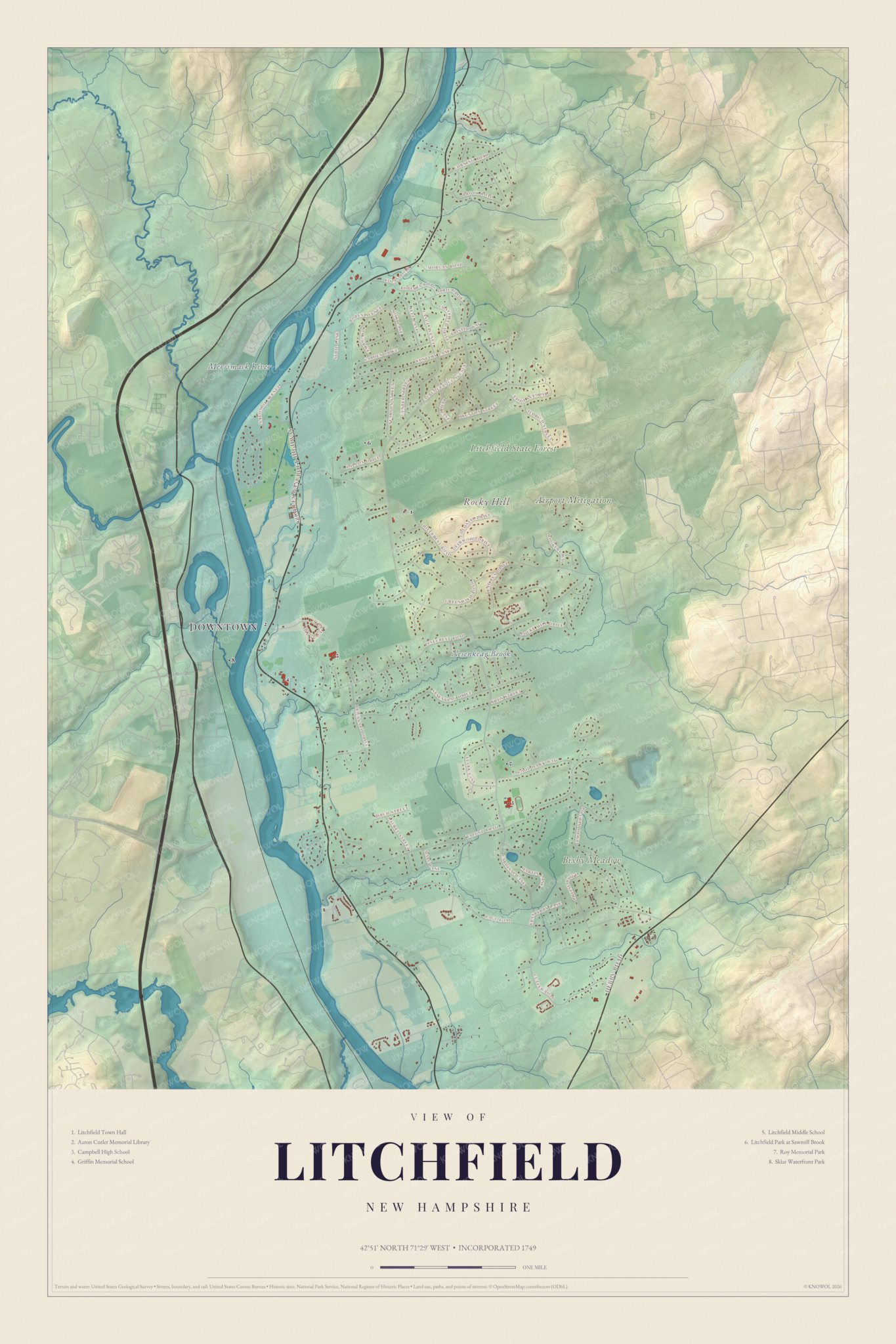 Map of Litchfield, New Hampshire