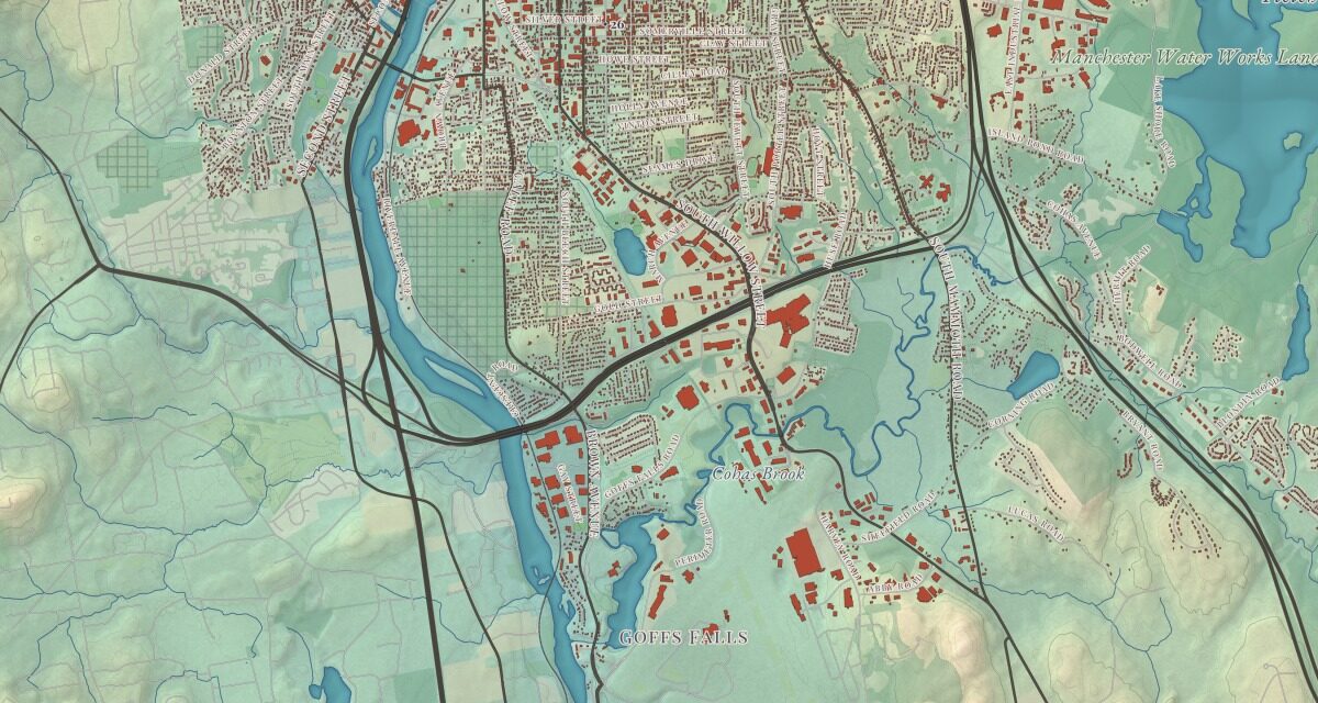 Beautifully Detailed Map of Manchester, New Hampshire
