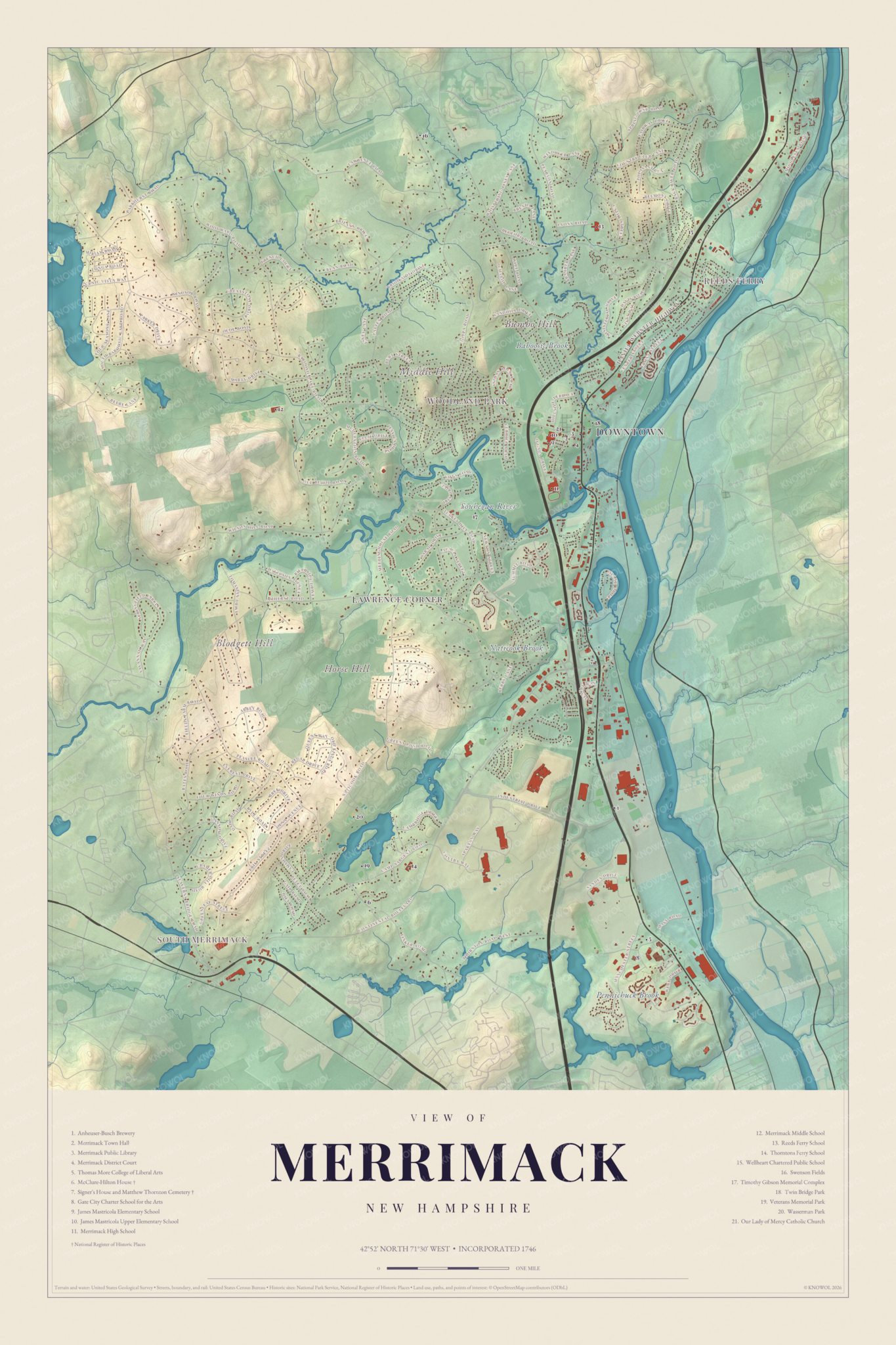 Map of Merrimack, New Hampshire
