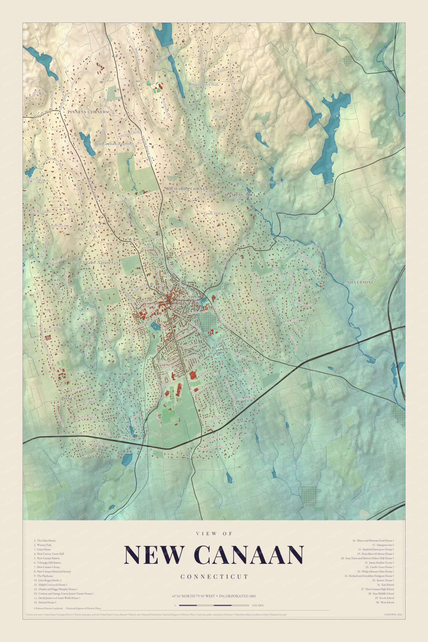 Map of New Canaan, Connecticut