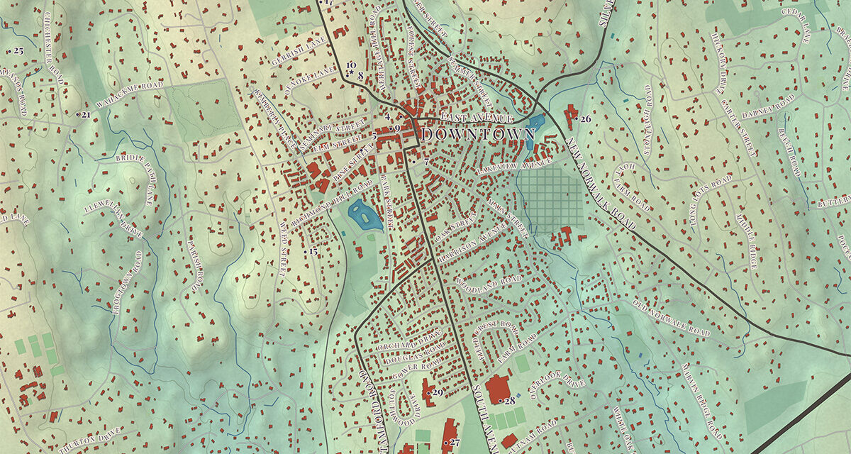 Beautifully Detailed Map of New Canaan, Connecticut
