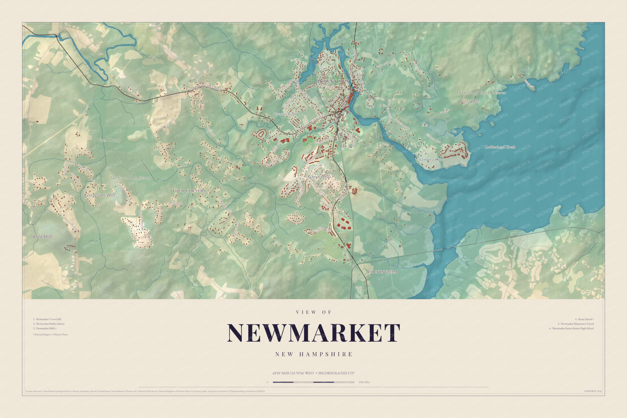 Map of Newmarket, New Hampshire