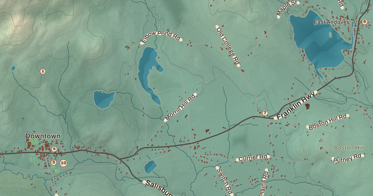 Beautifully Detailed Map of Andover, New Hampshire