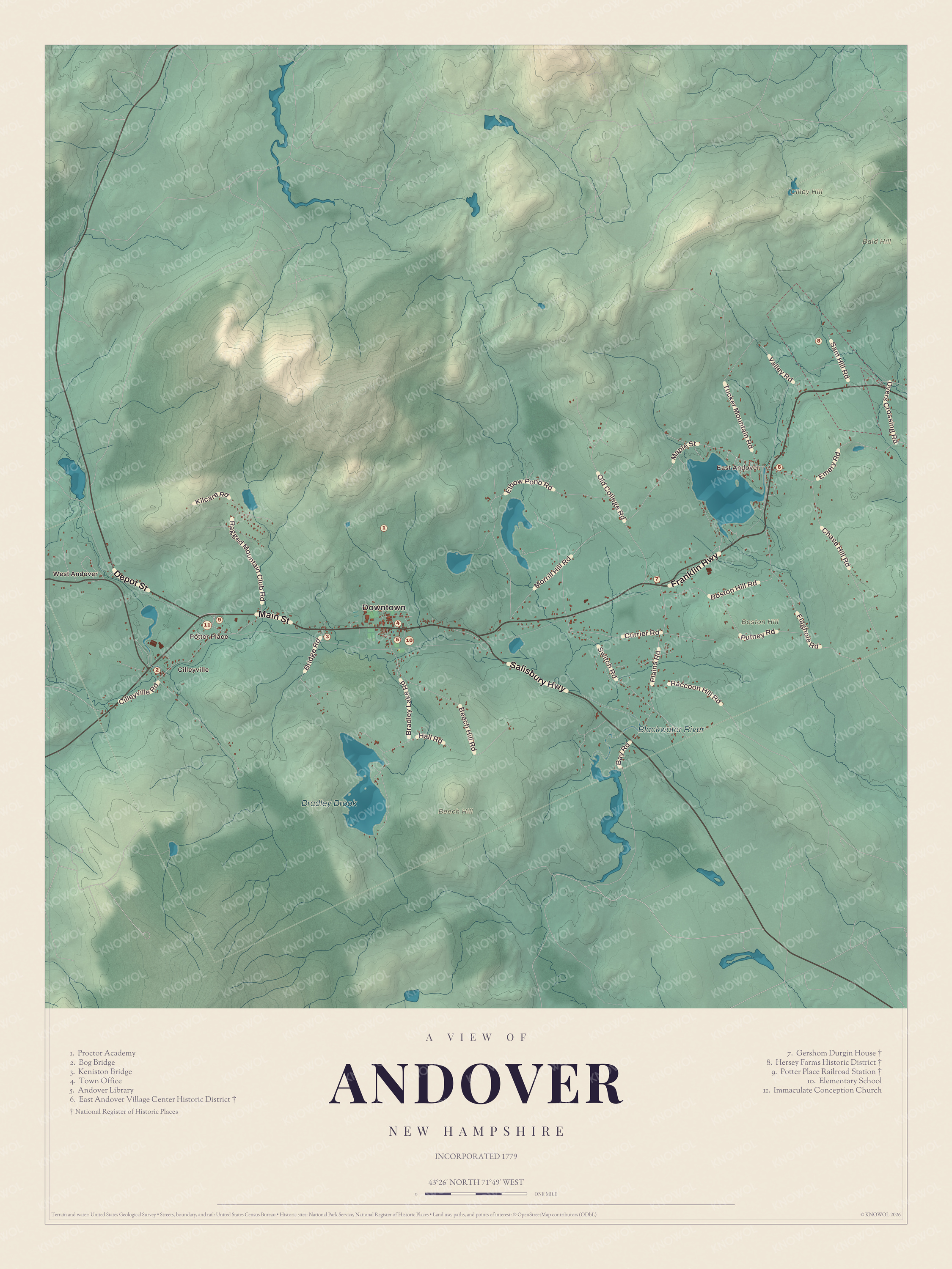 Map of Andover, New Hampshire