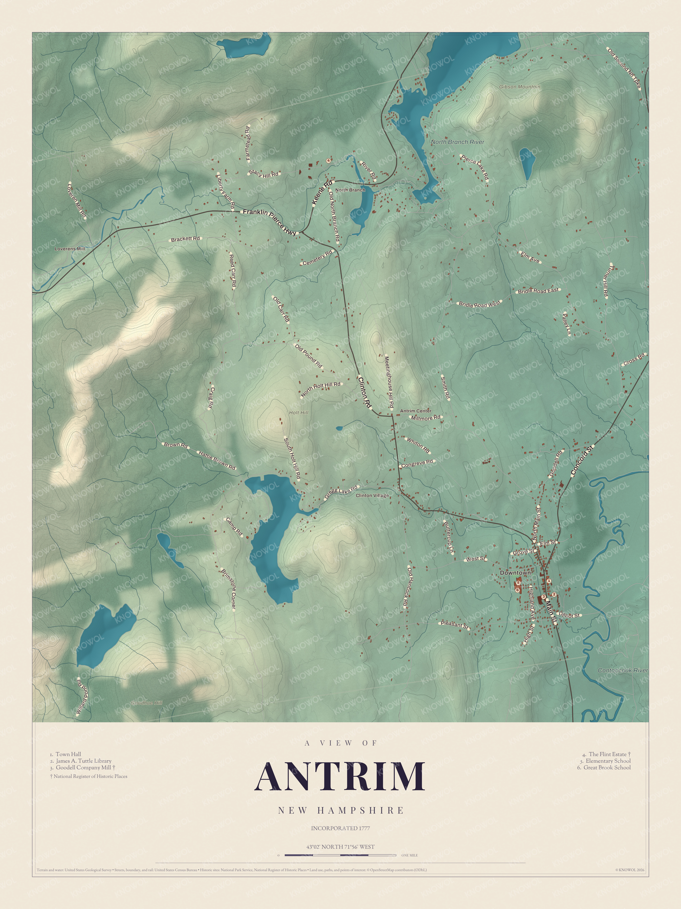 Map of Antrim, New Hampshire