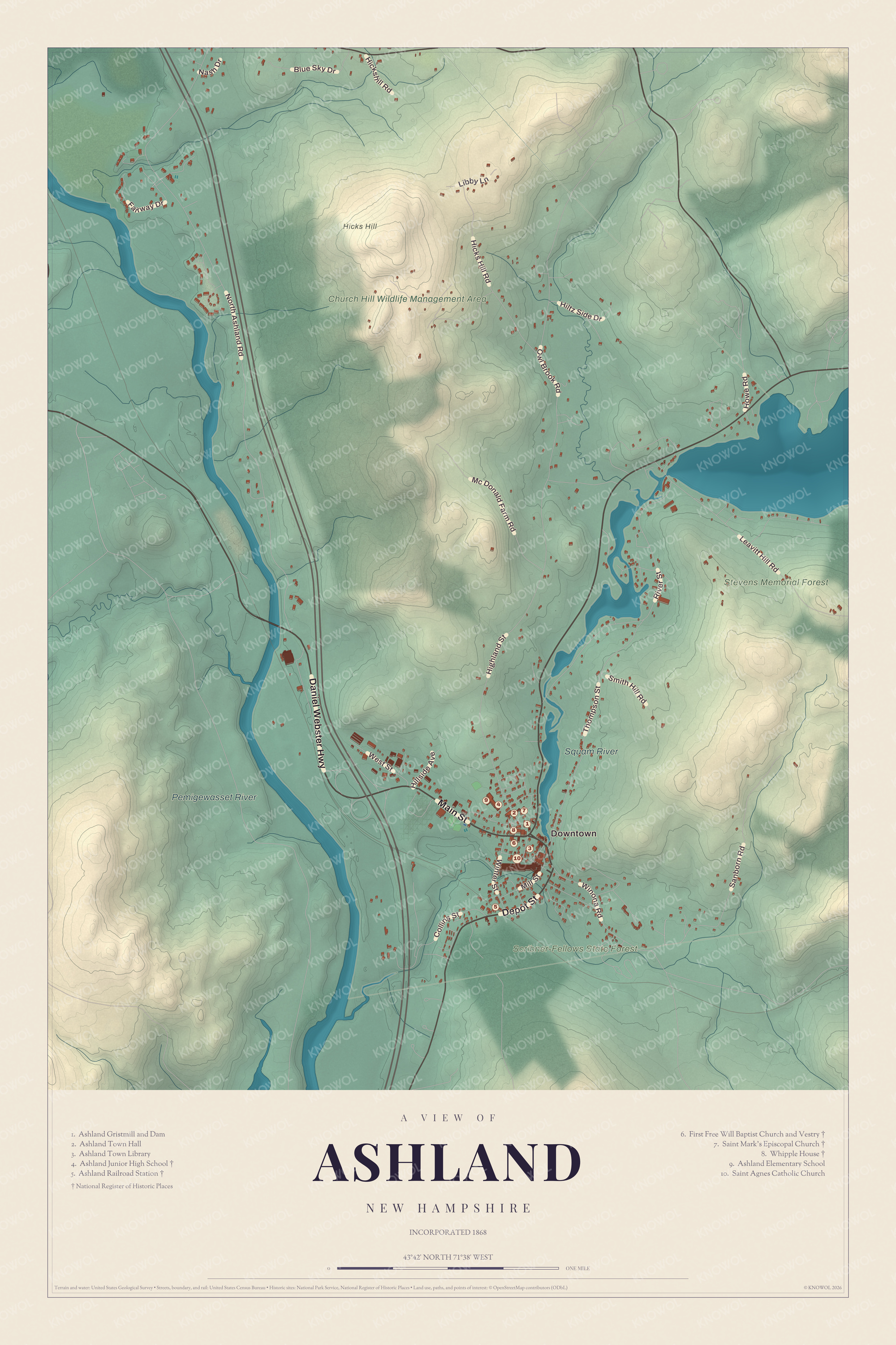 Map of Ashland, New Hampshire