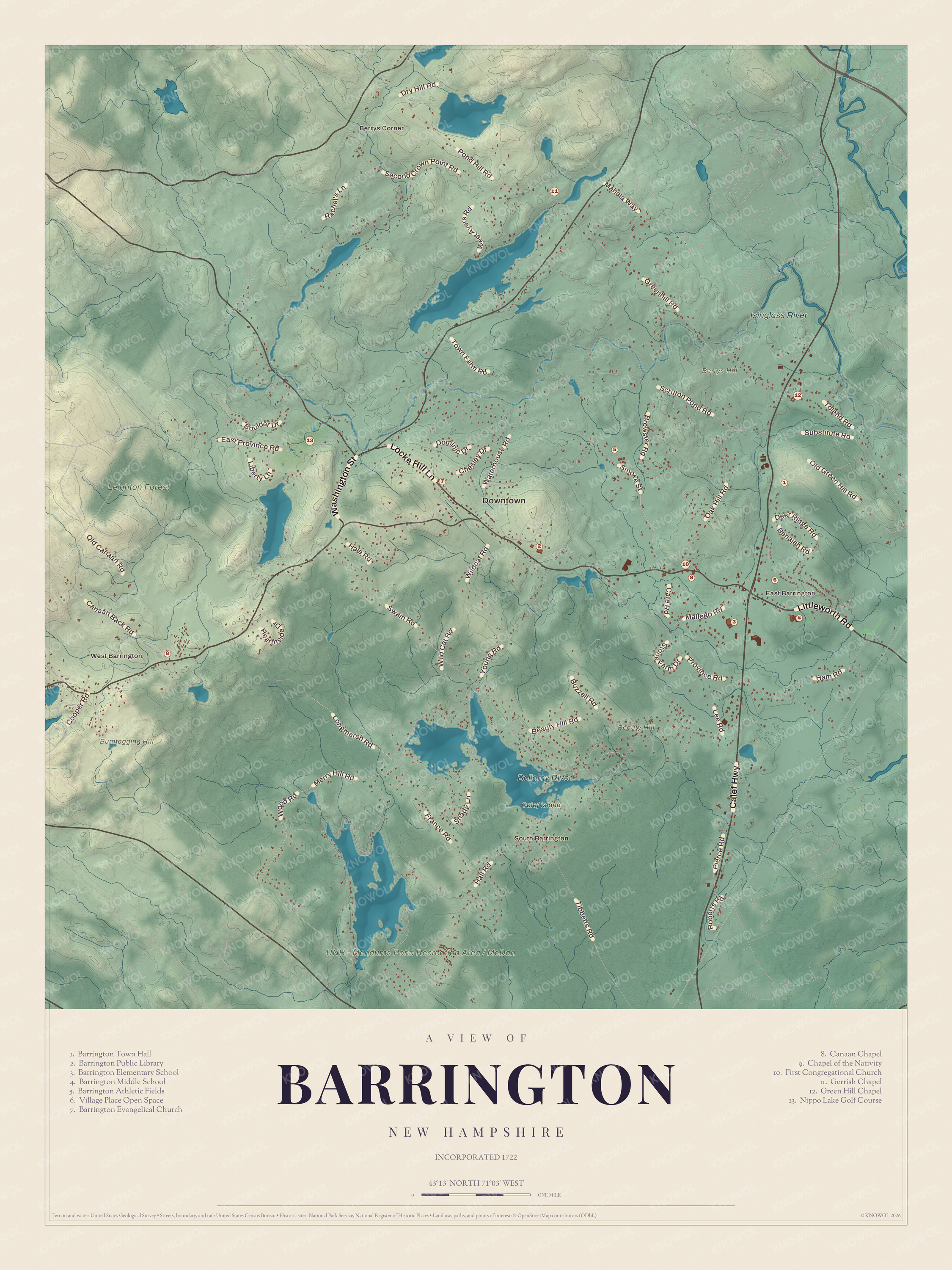 Map of Barrington, New Hampshire