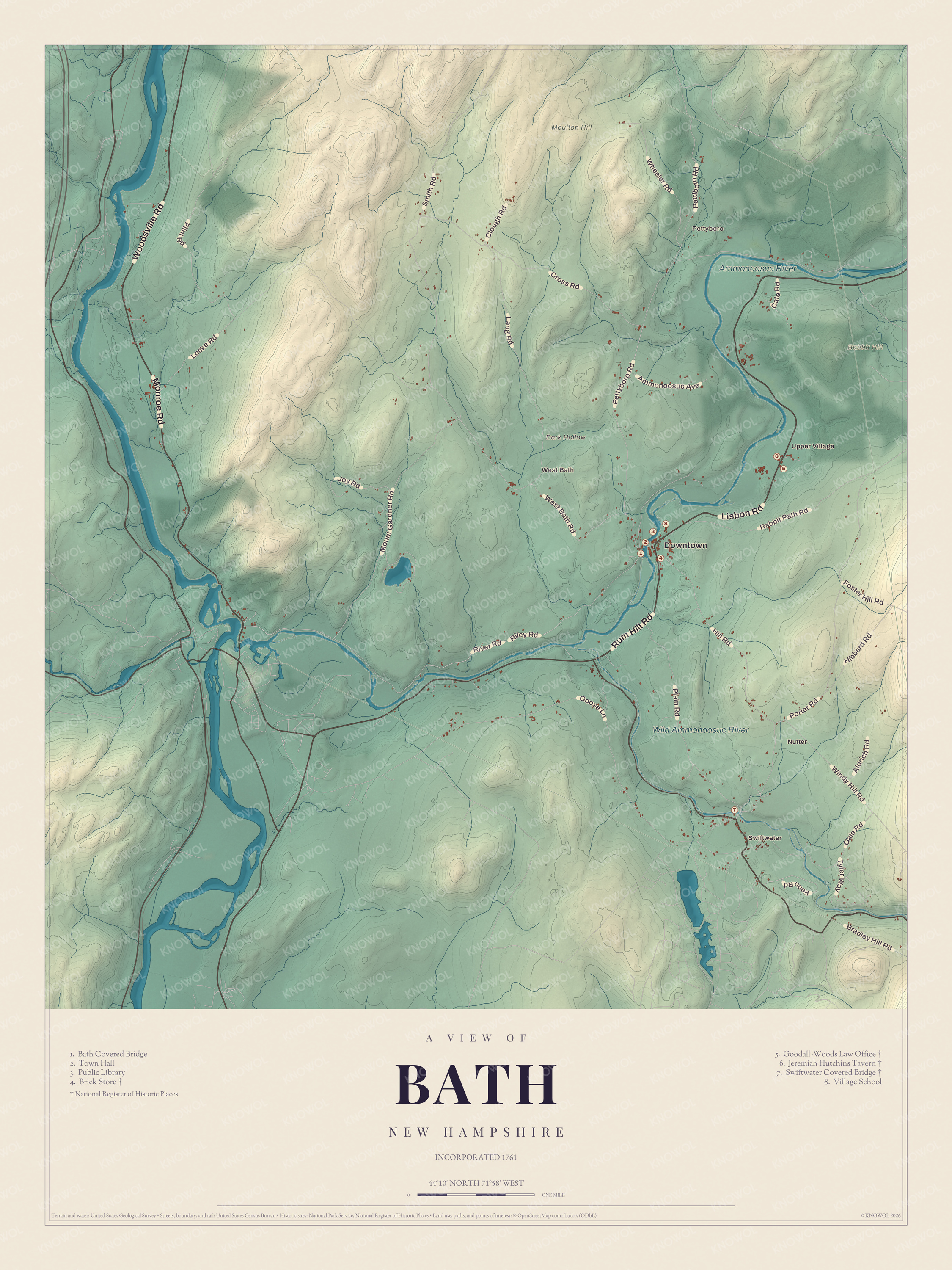 Map of Bath, New Hampshire