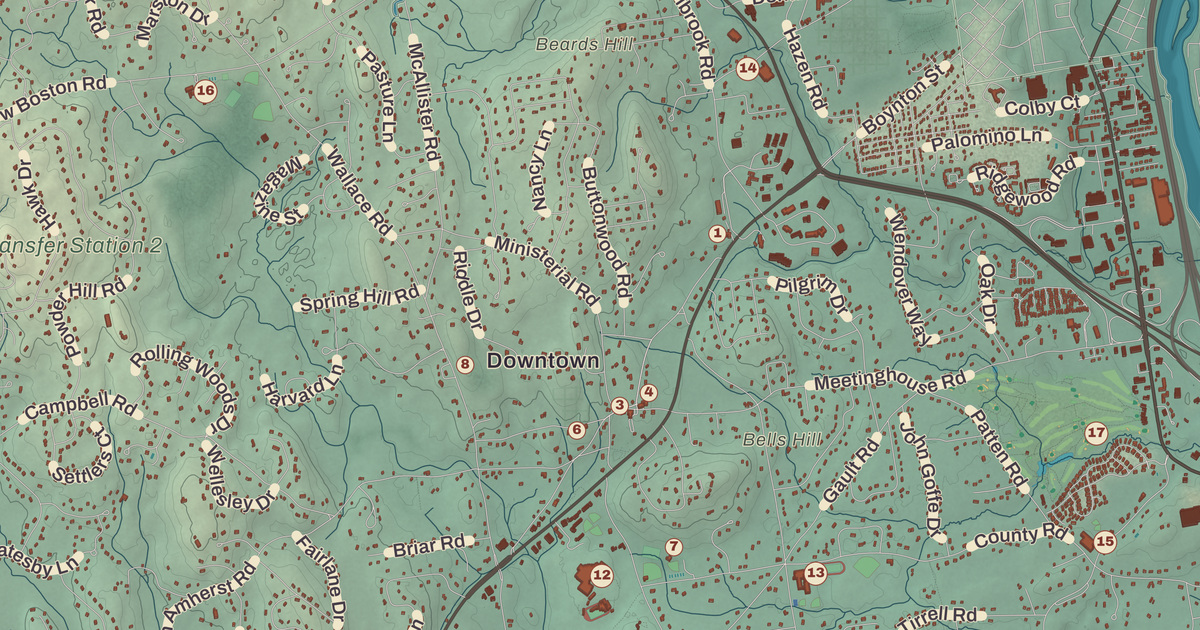 Beautifully Detailed Map of Bedford, New Hampshire
