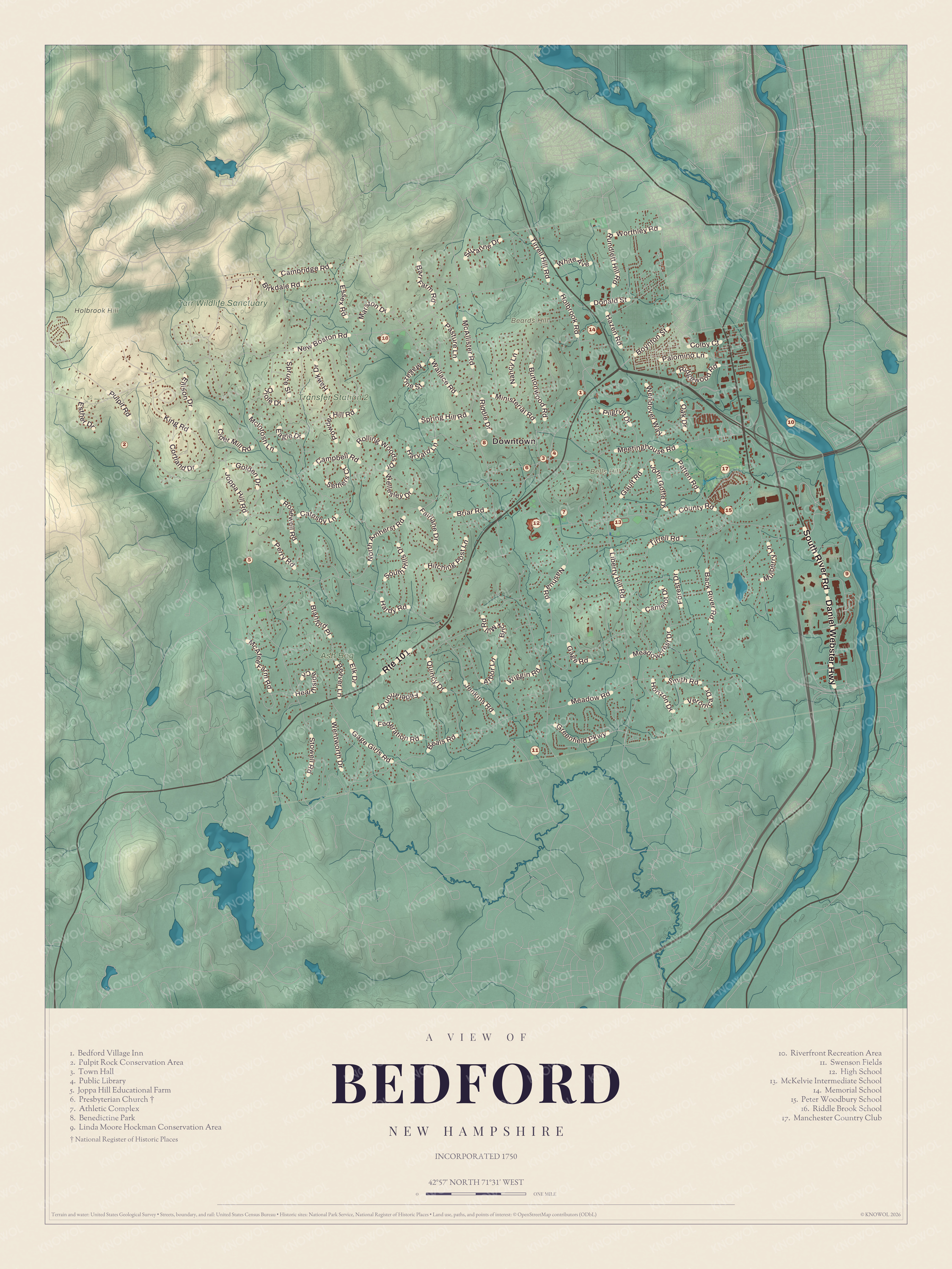 Map of Bedford, New Hampshire