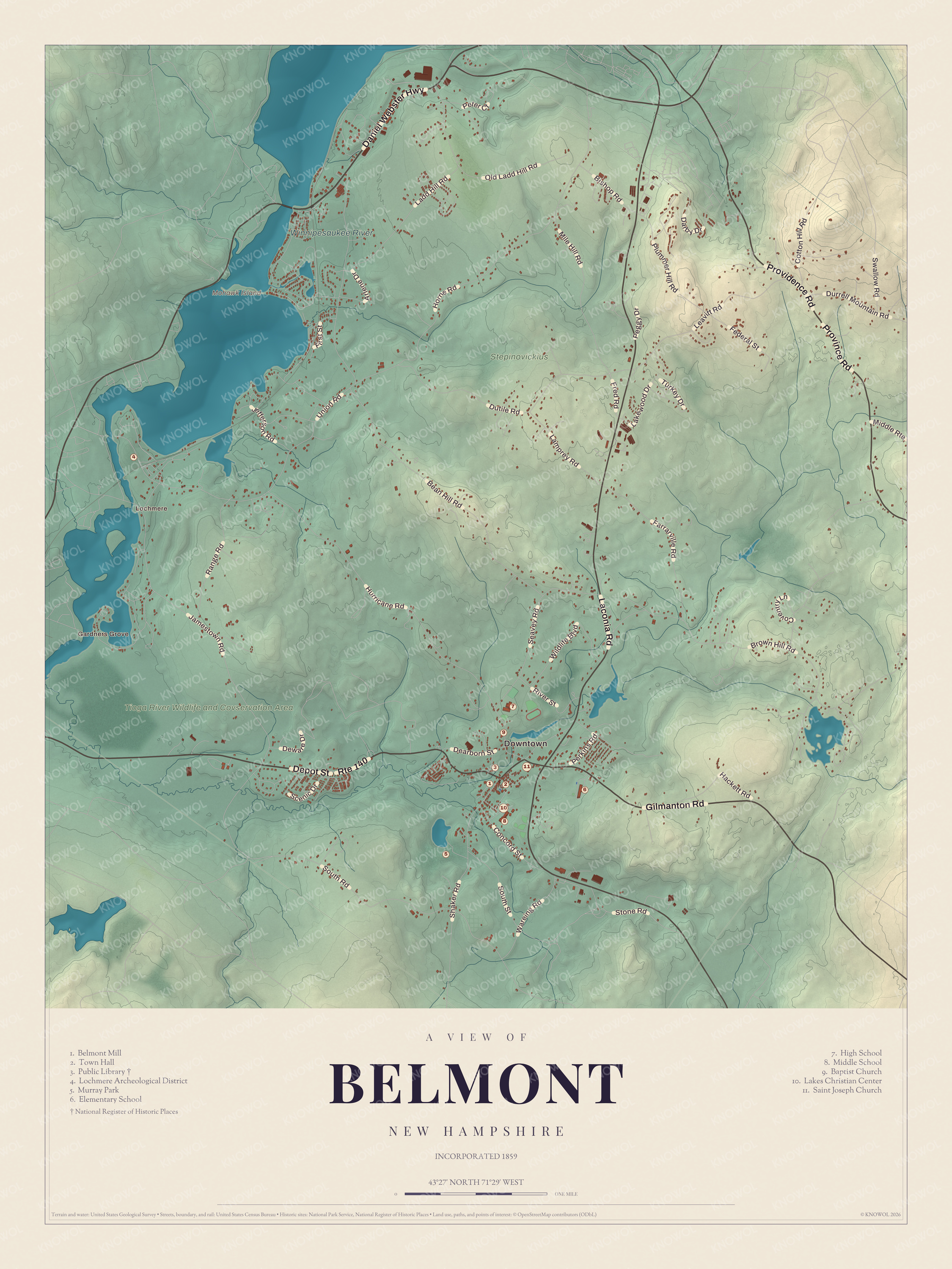 Map of Belmont, New Hampshire