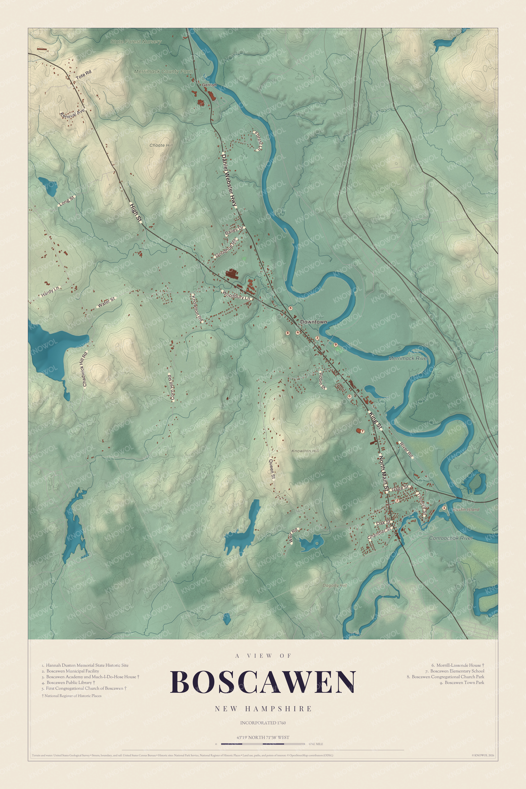 Map of Boscawen, New Hampshire