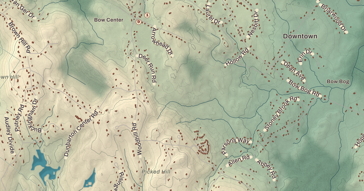 Beautifully Detailed Map of Bow, New Hampshire