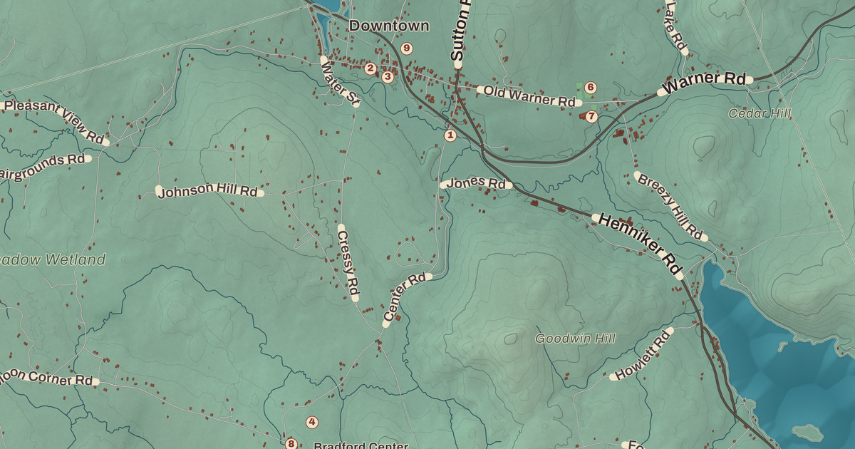 Beautifully Detailed Map of Bradford, New Hampshire