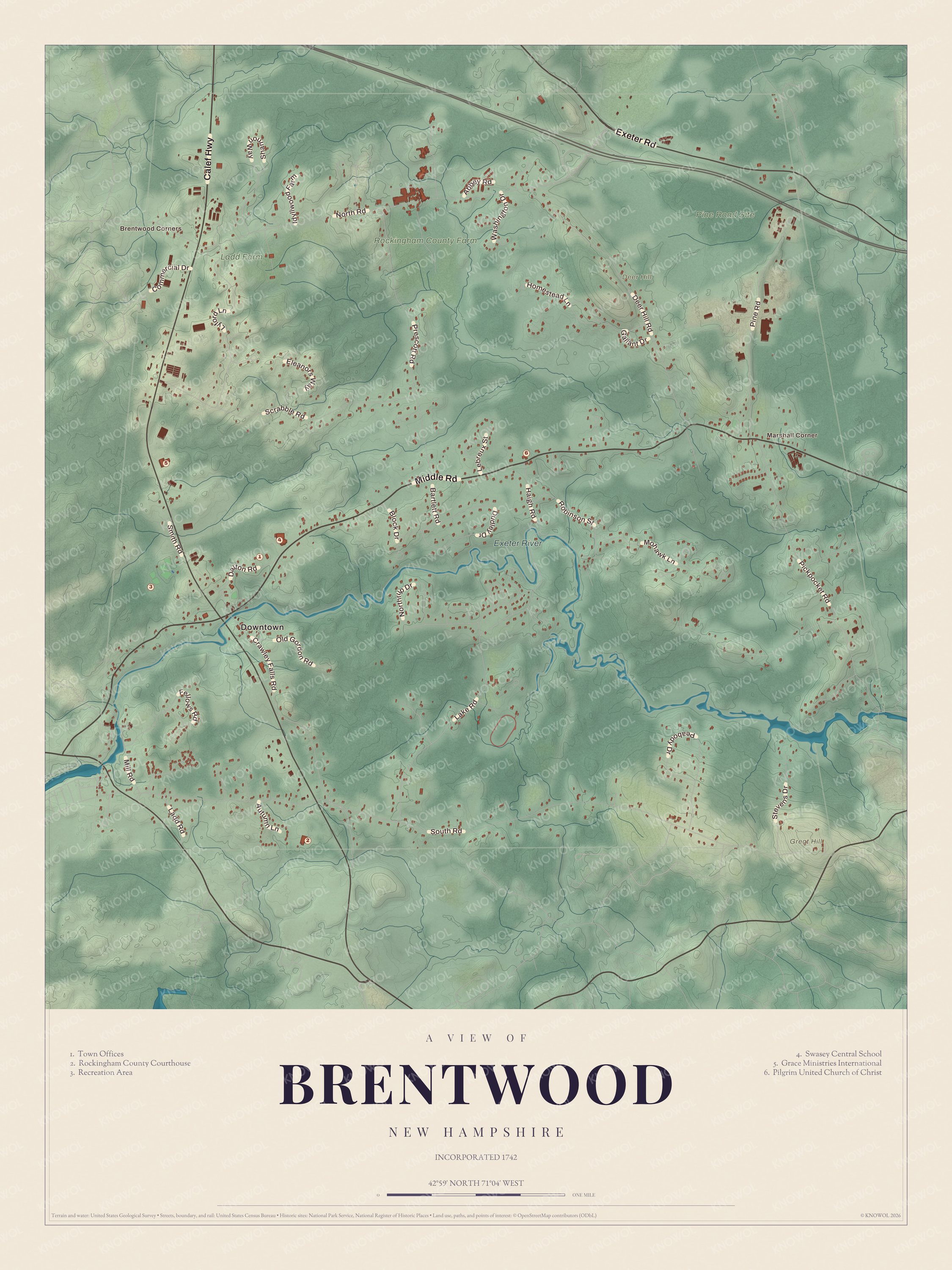 Map of Brentwood, New Hampshire