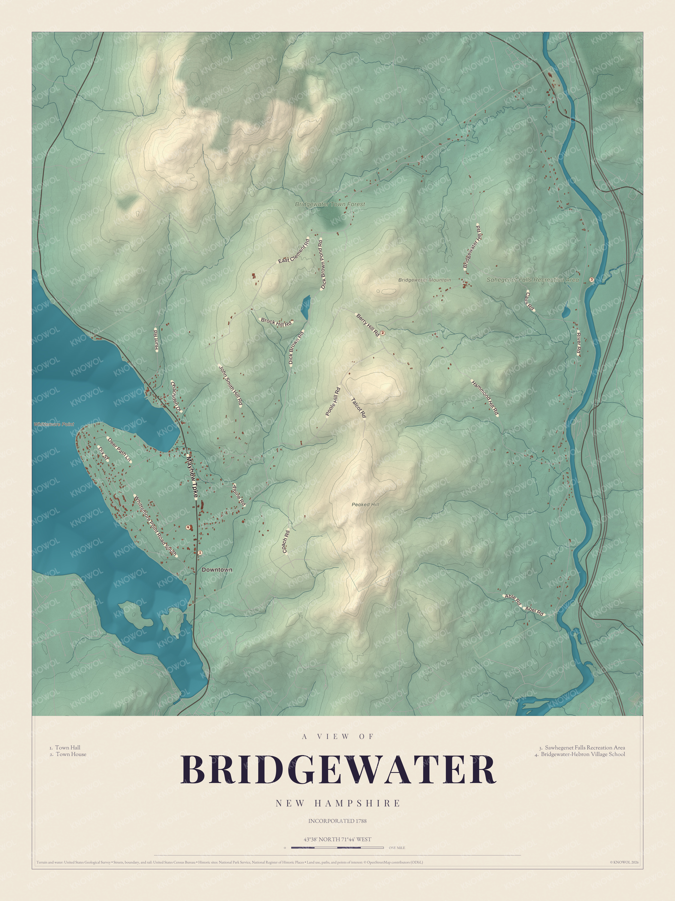 Map of Bridgewater, New Hampshire