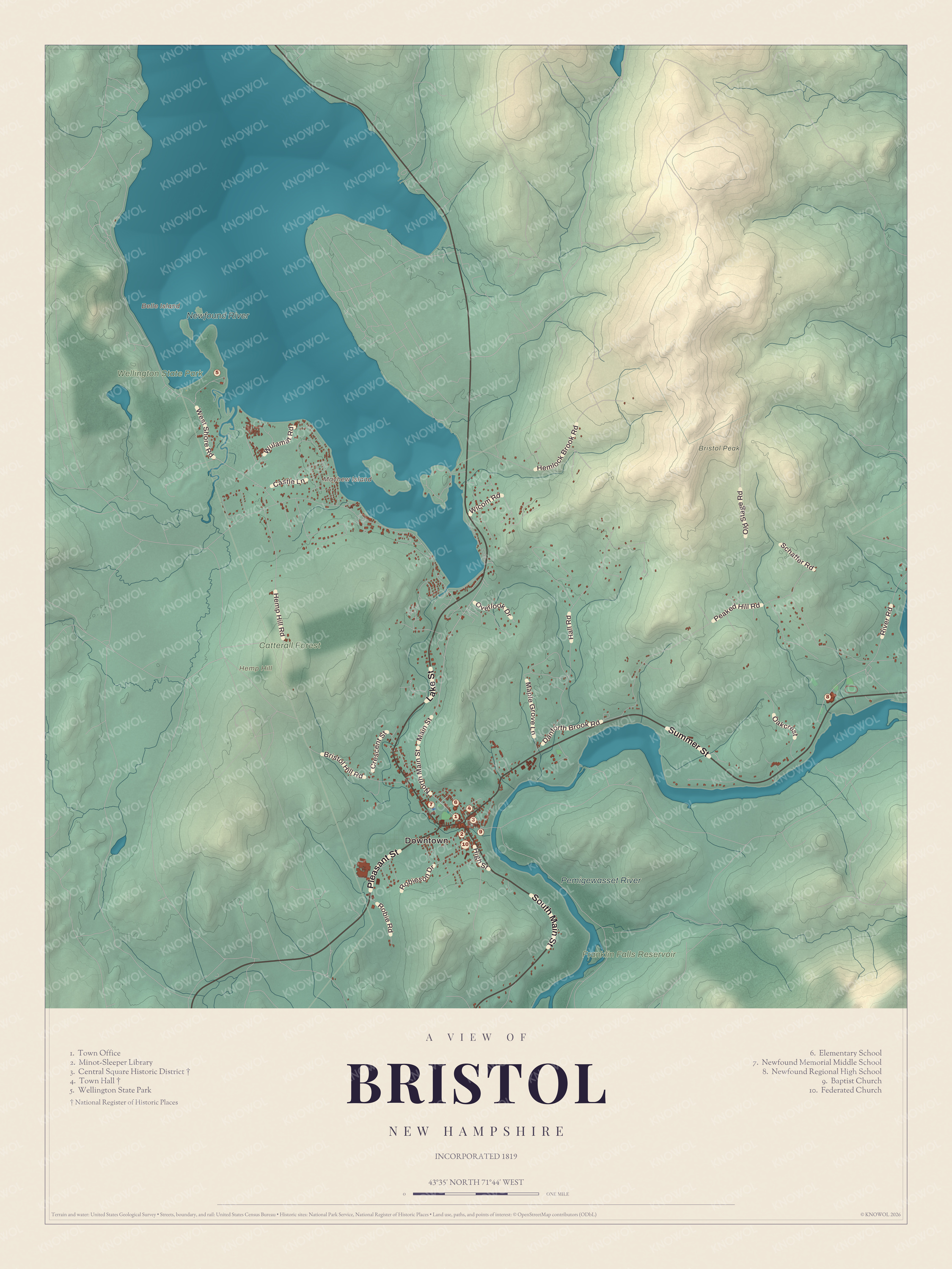 Map of Bristol, New Hampshire