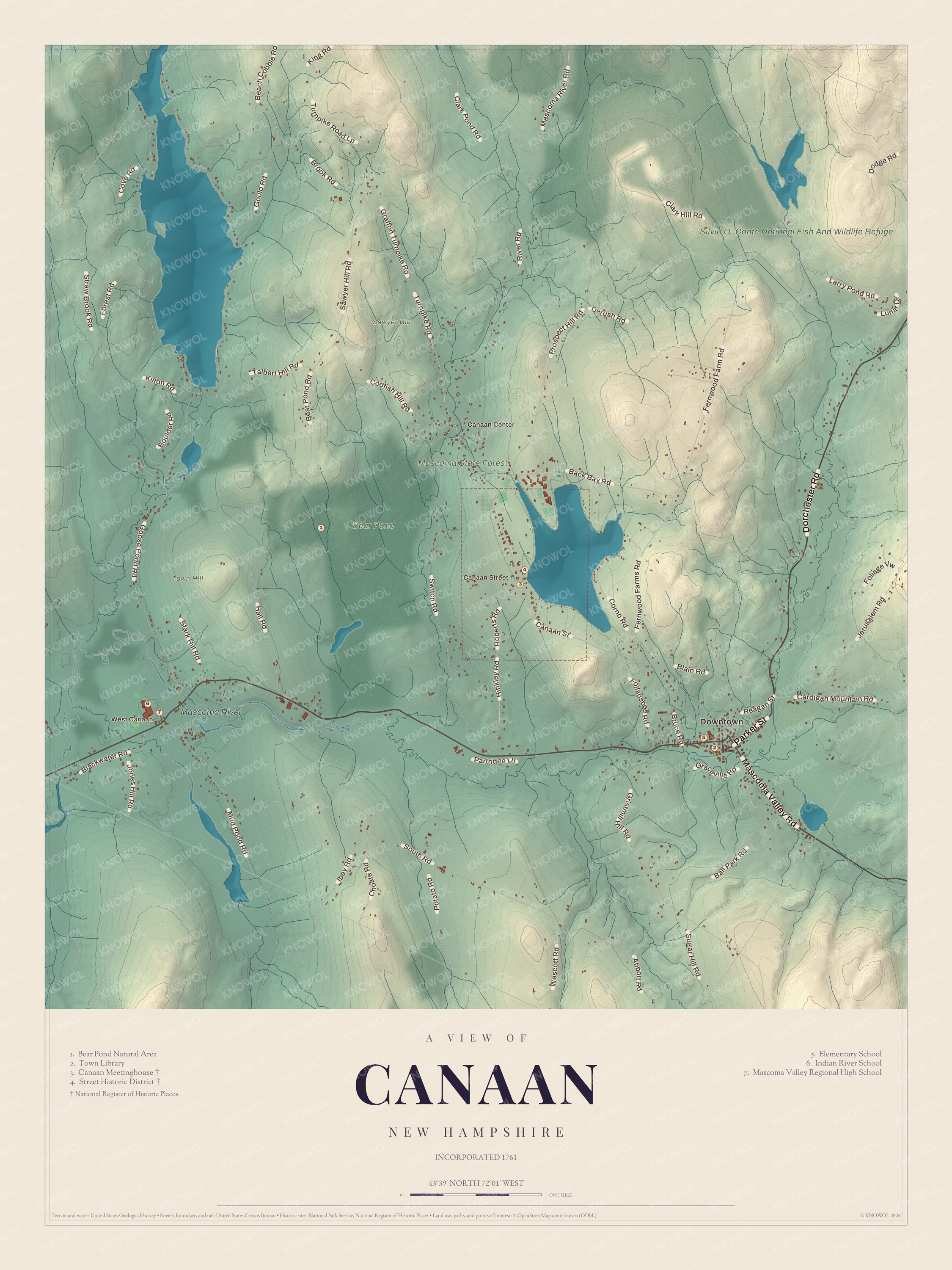 Map of Canaan, New Hampshire
